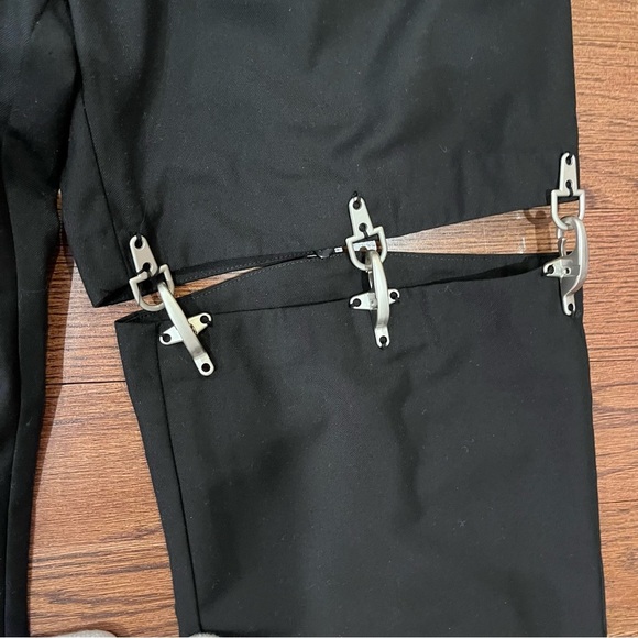 y2k black open leg metal detailed straight leg pants street wear grunge punk - Picture 3 of 9